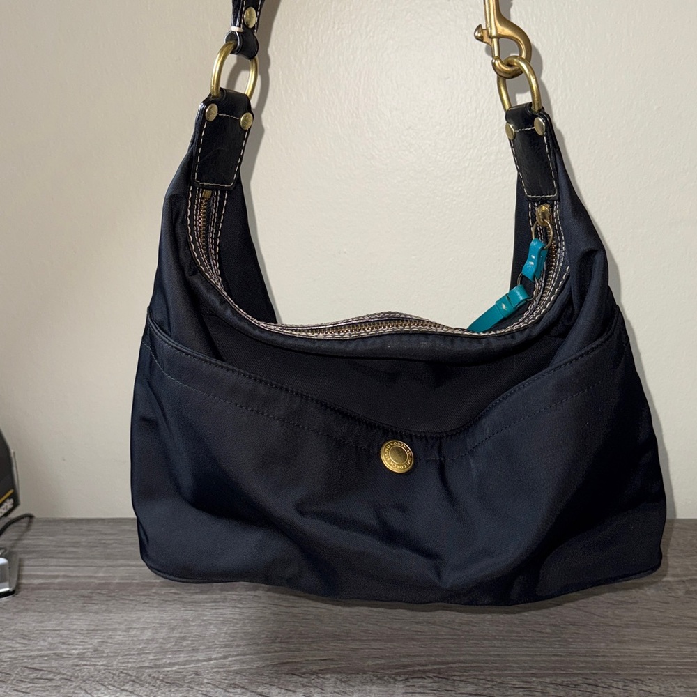 COACH Nylon Hobo Bag w/ Teal  Accent Liner‎ #F10799